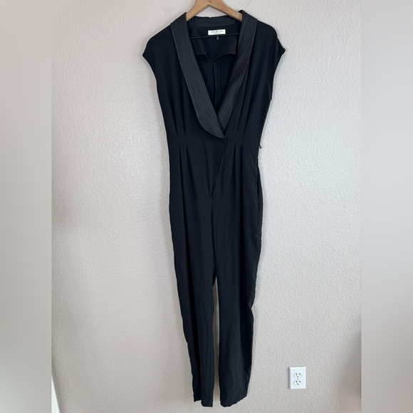 Halston Heritage Satin Trimmed Black Tuxedo Jumpsuit size 4 $495 - Picture 6 of 15